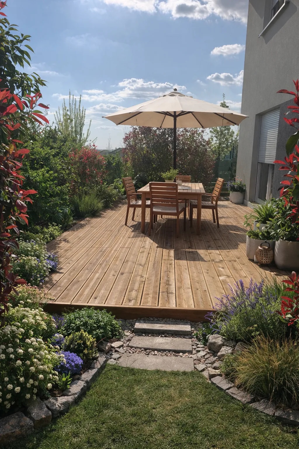 Terrasse en pin brun – secteur Metz — Après